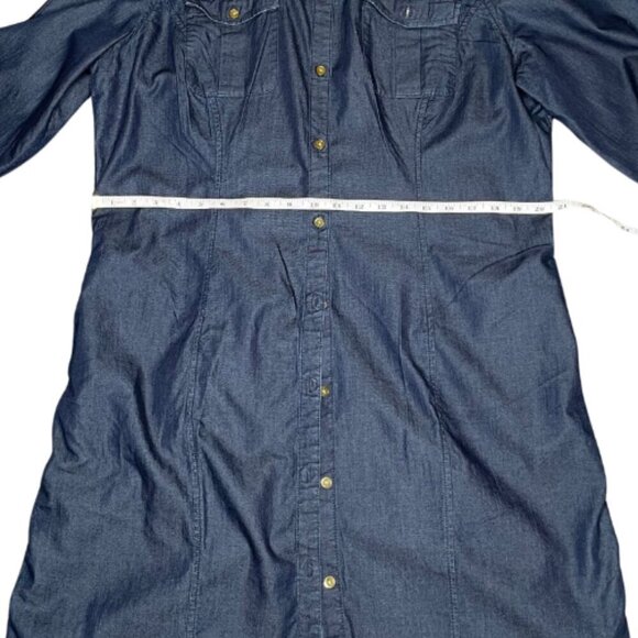 Jones New York Women's Cotton Button-up Shirt Dress Roll Tab Sleeves Sz Large - Picture 5 of 7